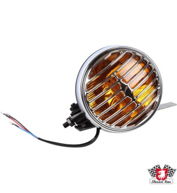 Spot/fog light with chrome rim and sealed beam, yellow glass, 6" high, 3" deep, 12V, 60W