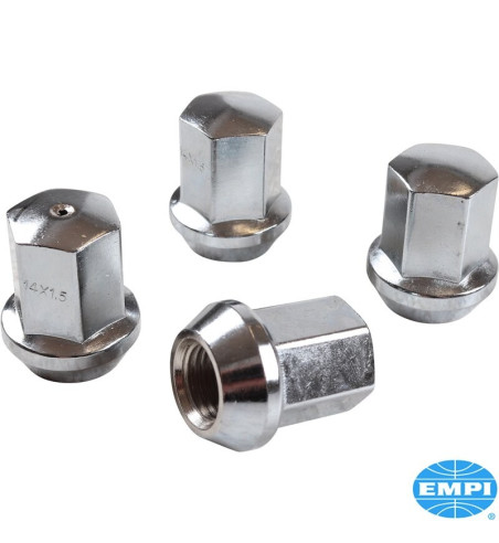 Zestaw nakrętek kół, gniazdo 60°, chrom, łeb 19 mm, M14x1,5, 4 sztuki
