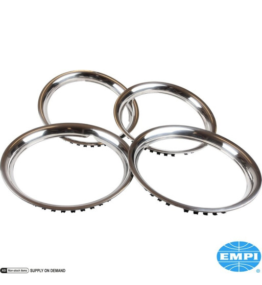 Wheel beauty ring set, 15", polished stainless steel, 4 pieces Wheel beauty ring set, 15", polished stainless steel, 4 pieces