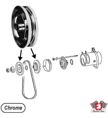 Koło pasowe alternatora, 12 V, chrom
