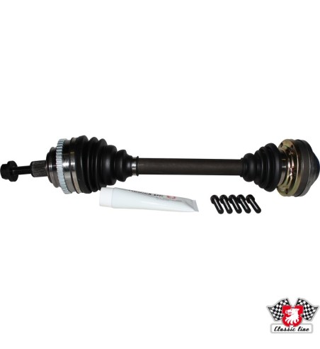 Drive shaft, complete with boots and bolts, front