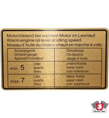 Sticker, engine oil level
