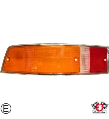 Lens for tail light, orange/clear/red, left, with E-mark