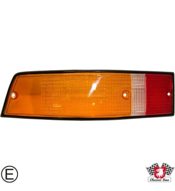 Lens for tail light, orange/clear/red, left, with E-mark