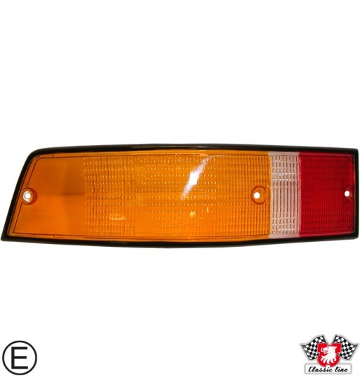 Lens for tail light, orange/clear/red, left, with E-mark Lens for tail light, orange/clear/red, left, with E-mark