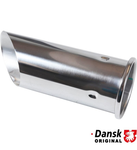 Exhaust tip. Fits Ø57 mm tail pipes. Made of chromed stainless steel