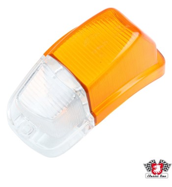 Lens for indicator light, orange/clear, front, left
