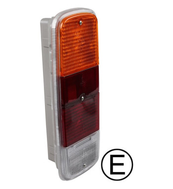 Lampa tylna z czerwonym/pomarańczowym/przezroczystym szkłem, lewa/prawa, ze znakiem E
