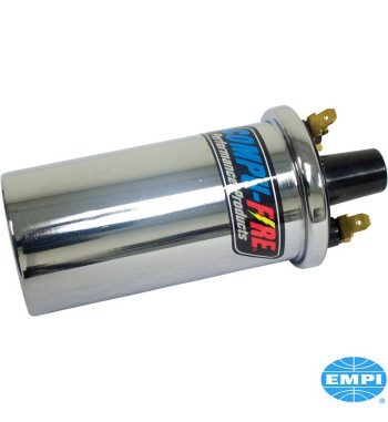 Cewka zapłonowa, 12 V, Compu-Fire, wyjście 40.000 V, rezystancja pierwotna 3,0 Ohm, Chrom
