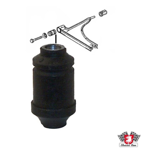 Rubber mount for wishbone, front, front
