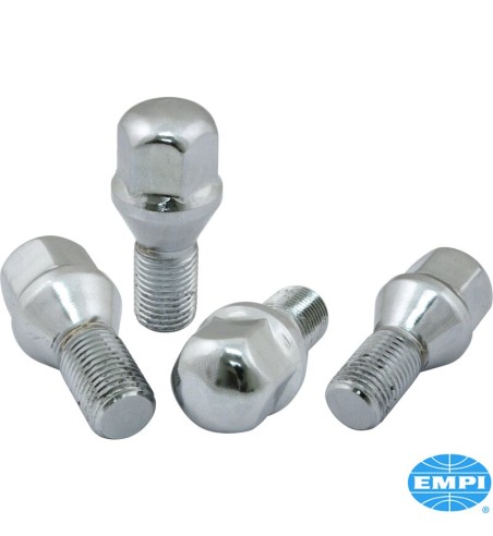 Wheel lug bolt set, 60° seat, chrome, 14 mm with 19 mm head, for EMPI 4x130 wheels, 4 pieces