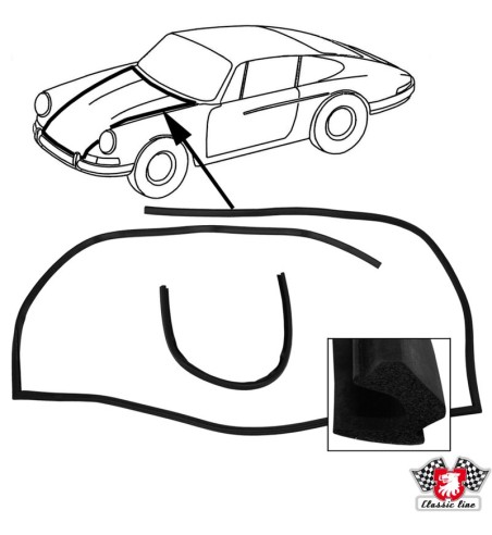 Seal for bonnet, front (2 pcs.)