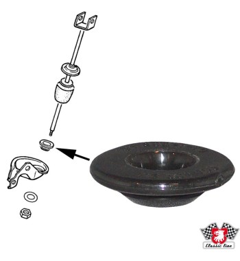 Guide ring on anti roll bar arm, rear