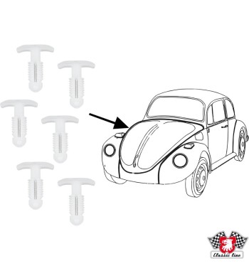 Clips for bonnet/door seal, 6 pcs.