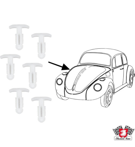 Clips for bonnet/door seal, 6 pcs.