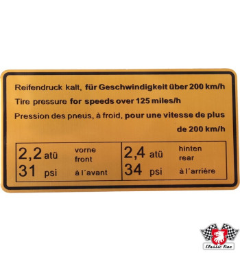 Naklejka, ciśnienie w oponach, 200 km/h
