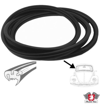 Seal for windscreen with groove for moulding