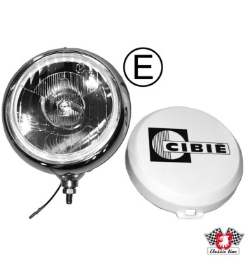 Long distance headlight, black/chrome Ø 180 mm, E-marked, Cibie