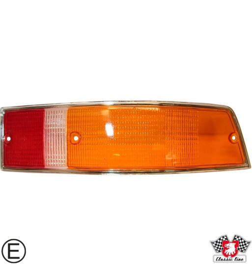 Lens for tail light, orange/clear/red, right, with E-mark Lens for tail light, orange/clear/red, right, with E-mark