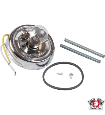 Bulb holder for indicator, front. Made of chromed steel