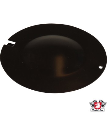 Steering box access cover, metal, black