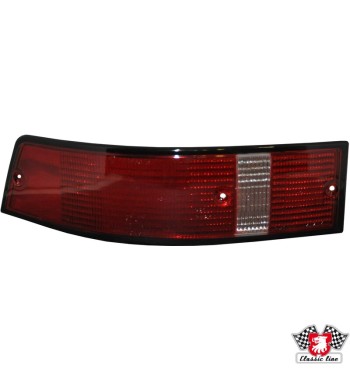 Lens for tail light with black rim, red/clear/red, US-version, left, with E-mark