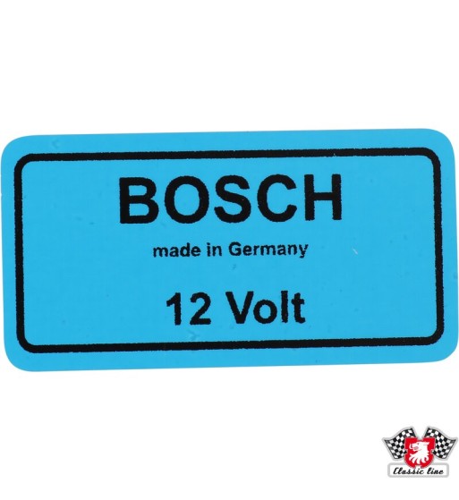 Naklejka, „Bosch made in Germany 12 Volt”, niebieska Naklejka, „Bosch made in Germany 12 Volt”, niebieska