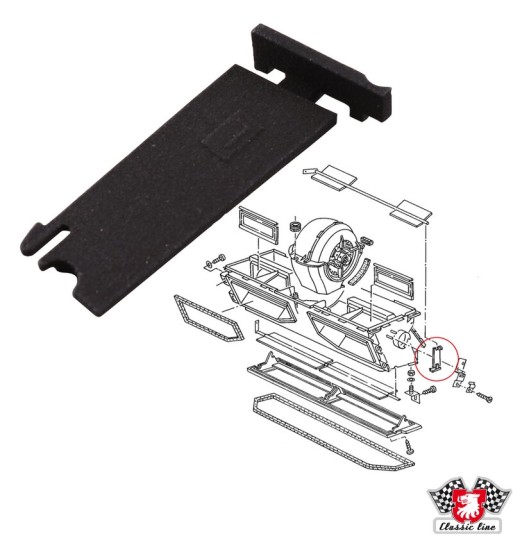 Bearing plate for flap for footwell ventilation, left Bearing plate for flap for footwell ventilation, left