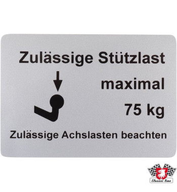 Sticker, "Zulässige Stützlast maximal 75 kg"