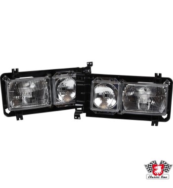 Headlight set, square, complete with projector and frame, with E-mark, left/right. For LHD