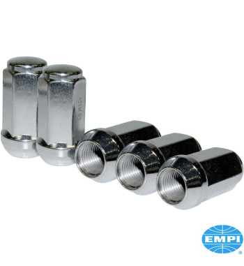 Wheel lug nut set, 60° seat, chrome, 19 mm head, M14x1.5, 44 mm long, 5 pieces