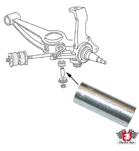 Spacer sleeve for anti roll bar, front