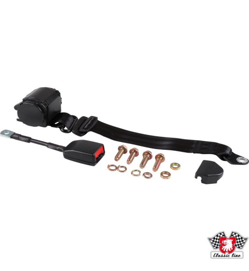 3-point seat belt with automatic retractor, left/right. Fits LHD vehicles. With TÜV 3-point seat belt with automatic retractor, left/right. Fits LHD vehicles. With TÜV