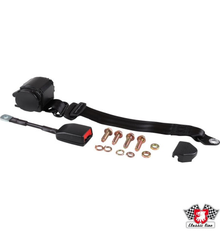 3-point seat belt with automatic retractor, left/right. Fits LHD vehicles. With TÜV