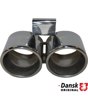 Tail pipe, Dual look, 2xØ80 mm. Made of polished stainless steel