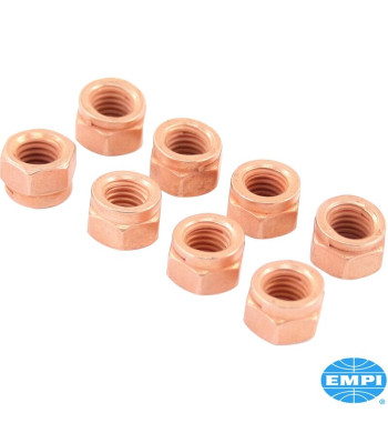 Zestaw nakrętek zabezpieczających do wydechu, łeb 12 mm, gwint 8x1,25, miedź, 8 sztuk
