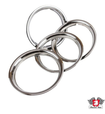 Wheel beauty rings, 14", "Classic", polished stainless steel, 4 pieces