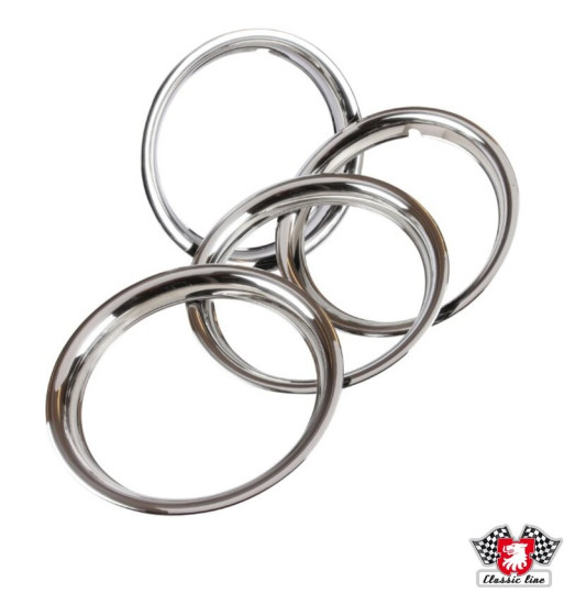 Wheel beauty rings, 14", "Classic", polished stainless steel, 4 pieces