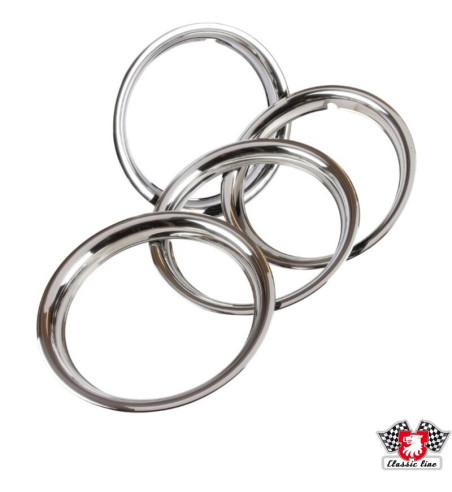 Wheel beauty rings, 14", "Classic", polished stainless steel, 4 pieces