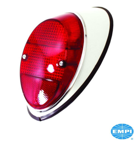 Lampa tylna z czerwonym szkłem i białą lakierowaną obudową, lewa
