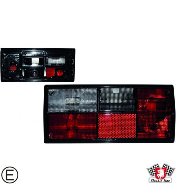 Lampa tylna z czerwonym/przezroczystym szkłem, bez gniazda (gniazdo typu Hella), lewa, ze znakiem E
