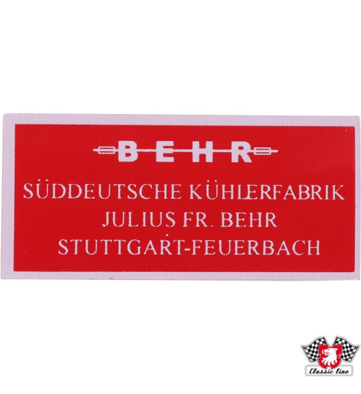 Sticker, "Behr, Süddeutsche Kühlerfabrik"