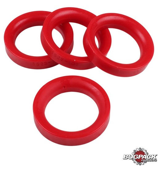 Seal set for front axle beam, for link pin, urethane, red, 4 pieces, Bugpack Seal set for front axle beam, for link pin, urethane, red, 4 pieces, Bugpack