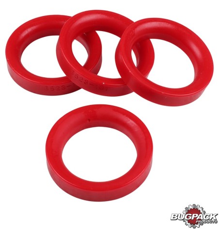 Seal set for front axle beam, for link pin, urethane, red, 4 pieces, Bugpack