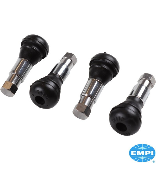 Tire valve stem set, chrome, Ø11.5 mm, height 43 mm, 4 pieces