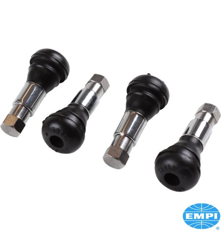 Tire valve stem set, chrome, Ø11.5 mm, height 43 mm, 4 pieces