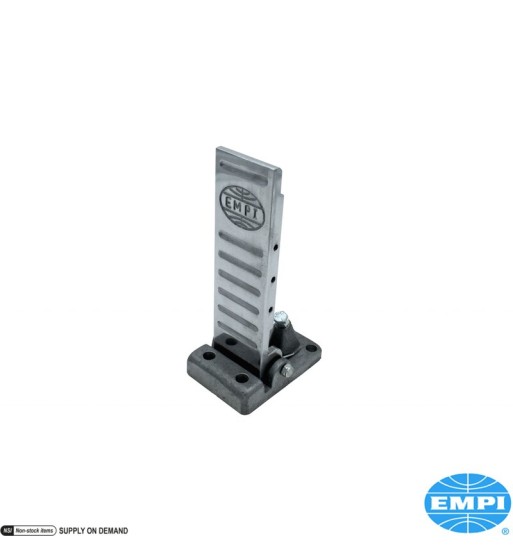 Accelerator pedal with grooves and Empi logo, Billet style, aluminium