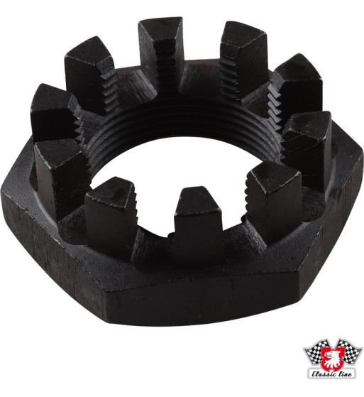 Nakrętka koronowa do bębna hamulcowego tylnego, 10 koron, M30x1,5
Nakrętka koronowa do bębna hamulcowego tylnego, 10 koron, M30x1,5