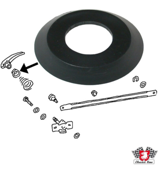 Door handle plastic washer, black, Ø 45 mm outside, Ø 20 mm inside