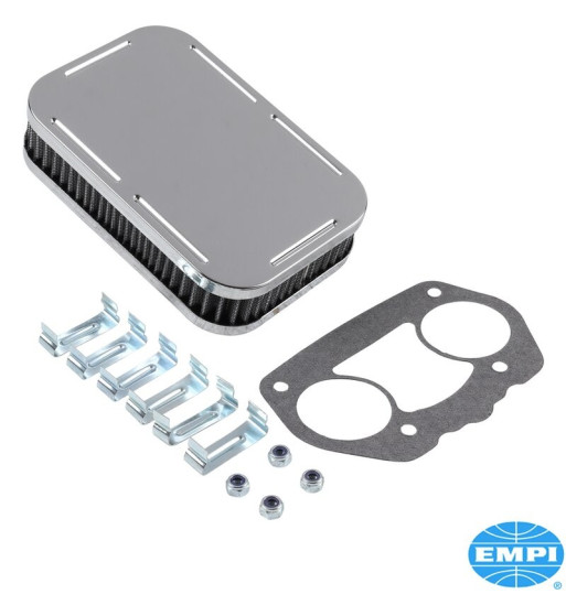 Air filter, rectangular, 1 5/8" high. For Empi HPMX, Weber IDF and Empi D carburateurs Air filter, rectangular, 1 5/8" high. For Empi HPMX, Weber IDF and Empi D carburateurs